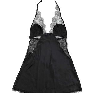 NWOT Victoria’s Secret Satin Black Halter Neck Slip. Size: S